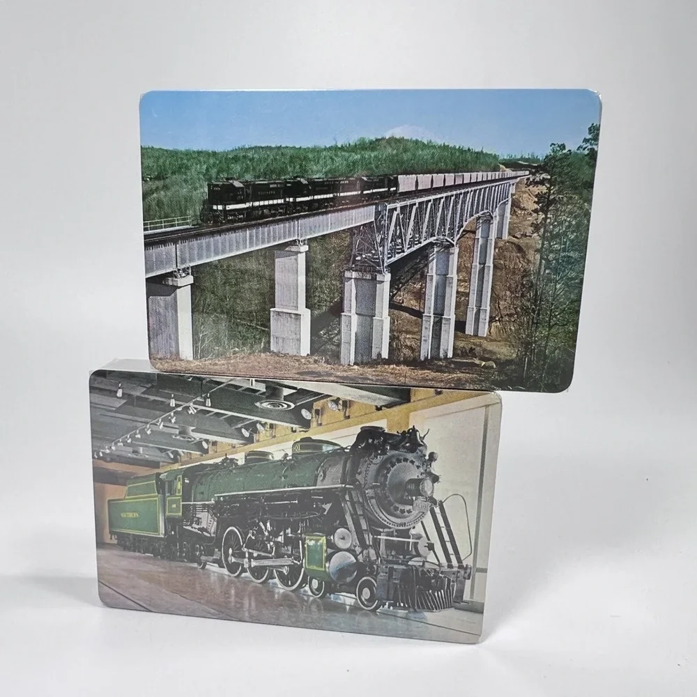 Southern Railway Double Deck Playing Cards c1960 Velour Slide Box Sealed Decks